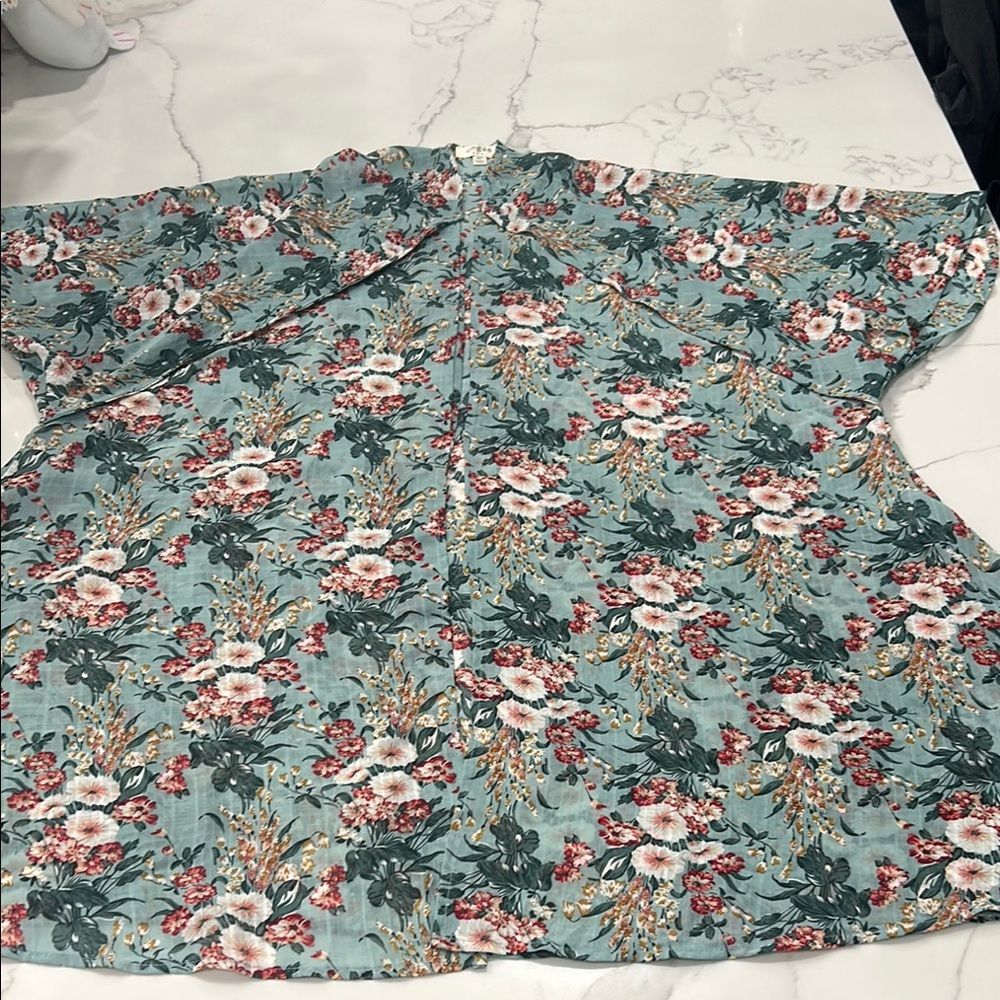 Umgee Floral Green Kimono/Cover Up Women’s Size M/L - Picture 7 of 13